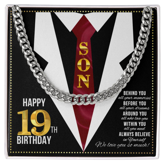 JGF Jewelry Gifts for Family Happy 19th Birthday Card For Son Birthday Present For 19 Year Old Boy