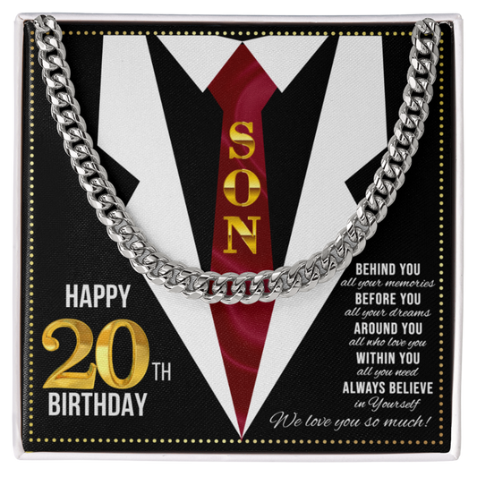 JGF Jewelry Gifts for Family Birthday For 20 Year Old Son Happy 20th Birthday Son Card