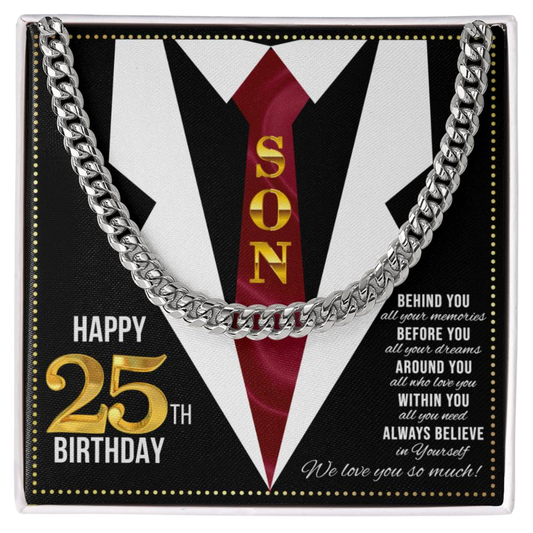 JGF Jewelry Gifts for Family Son Happy 25th Birthday Card Male Gifts Present for 25 Year Old Man