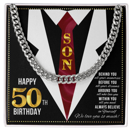 JGF Jewelry Gifts for Family Son Happy 50th Birthday Card Male Gifts Present for 50 Year Old Man