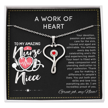 JGF Jewelry Gifts For Family Stethoscope Nurse Gift For Women I Love My Niece Necklace