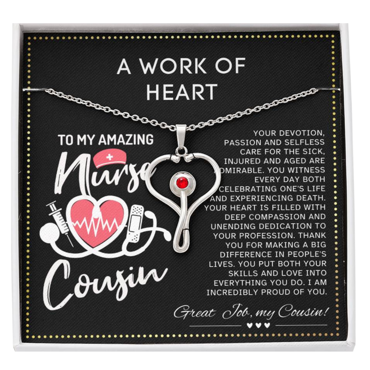 JGF Jewelry Gifts for Family My Cousin is a Nurse Practitioner My Favorite Nurse Calls Me Cousin