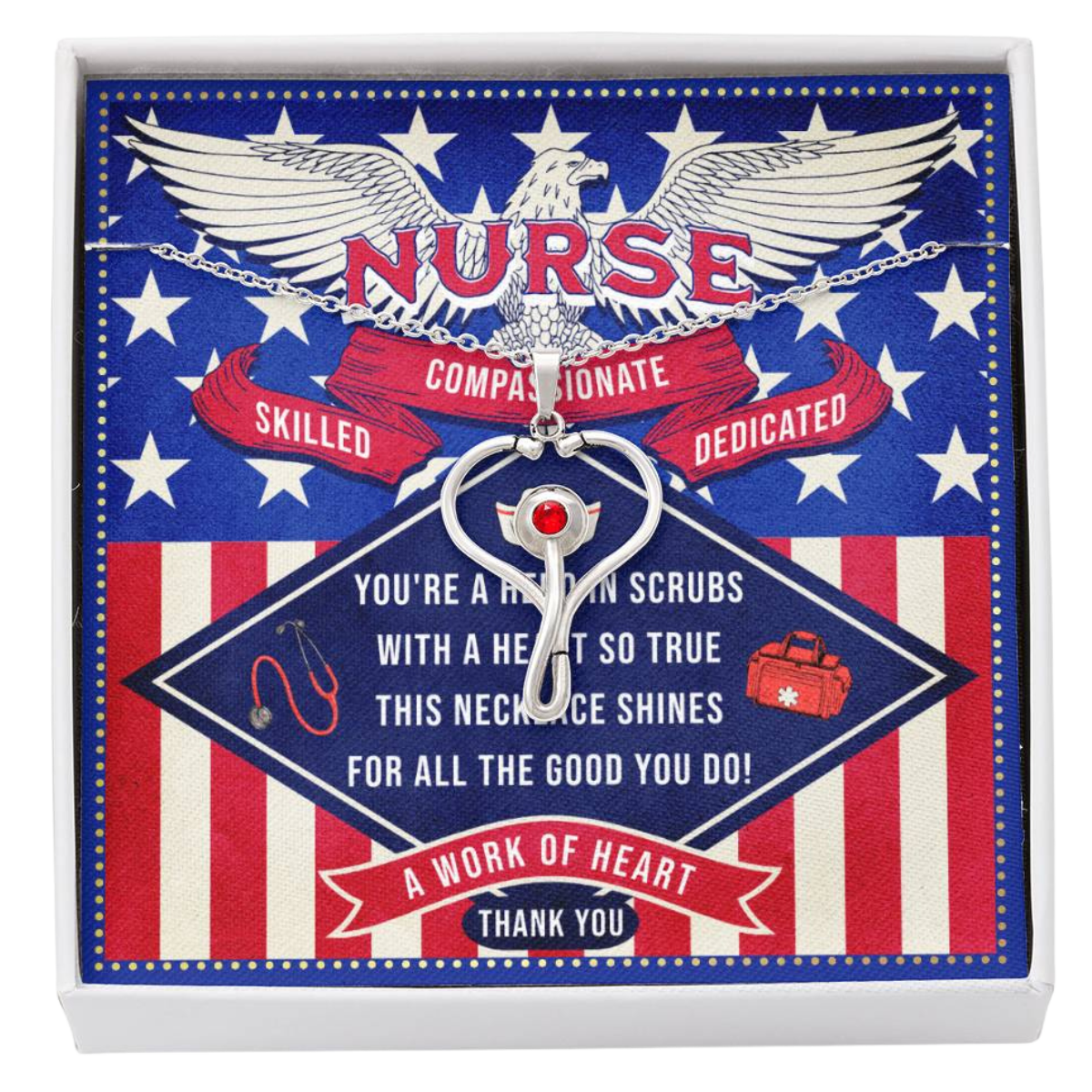 2 JGF Jewelry Gifts For Family To My Awesome Nurse USA Flag