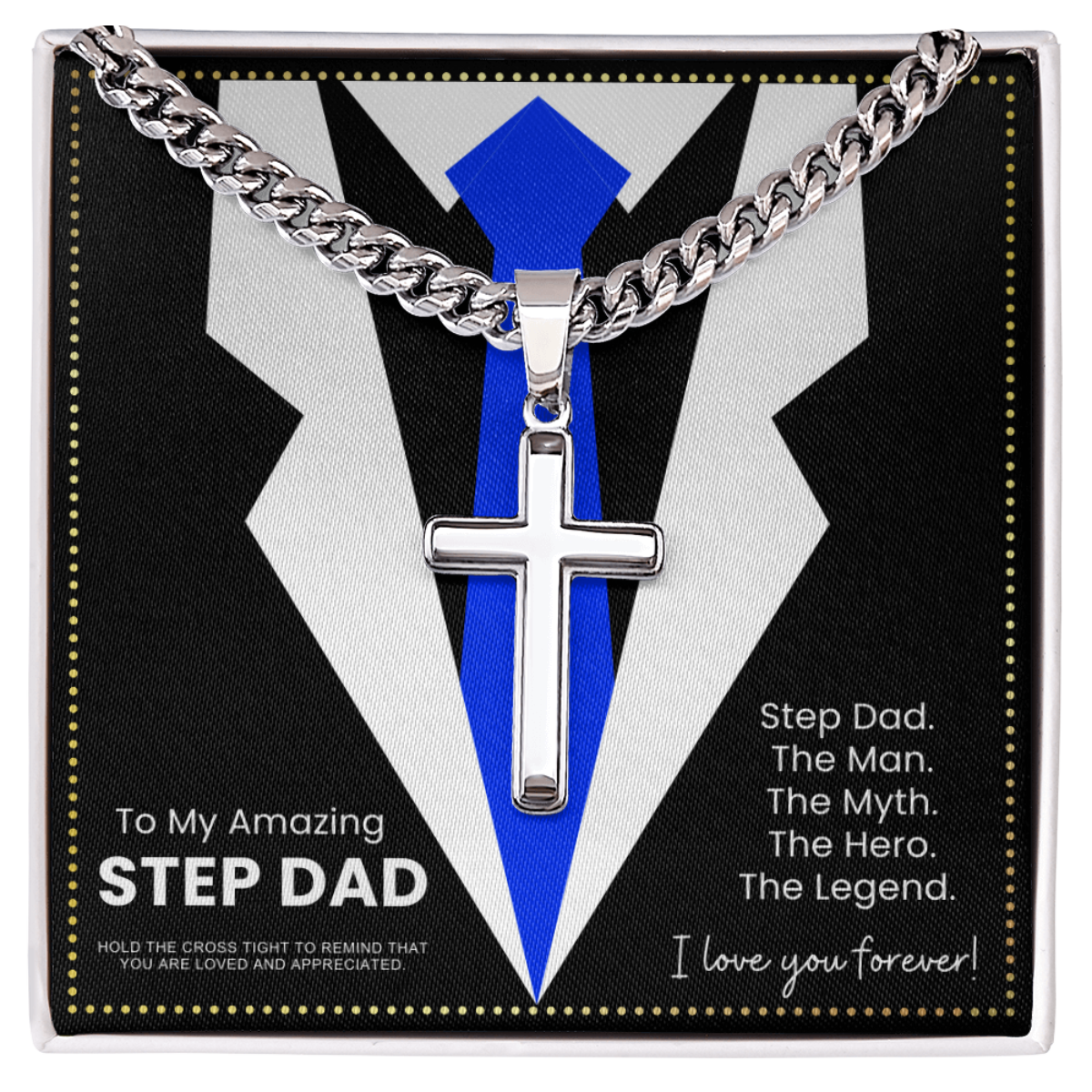 JGF Jewelry Gifts for Family To My Bonus Dad Cross Necklace Gifts From Kids Celtic For Men