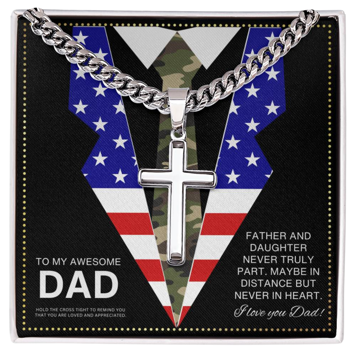 JGF Jewelry Gifts for Family American Flag Cross Necklace for Dad Army Necklace For Men