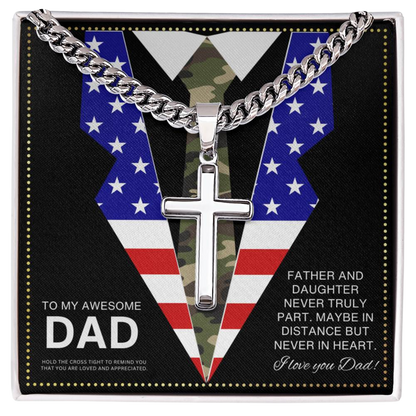 JGF Jewelry Gifts for Family American Flag Cross Necklace for Dad Army Necklace For Men