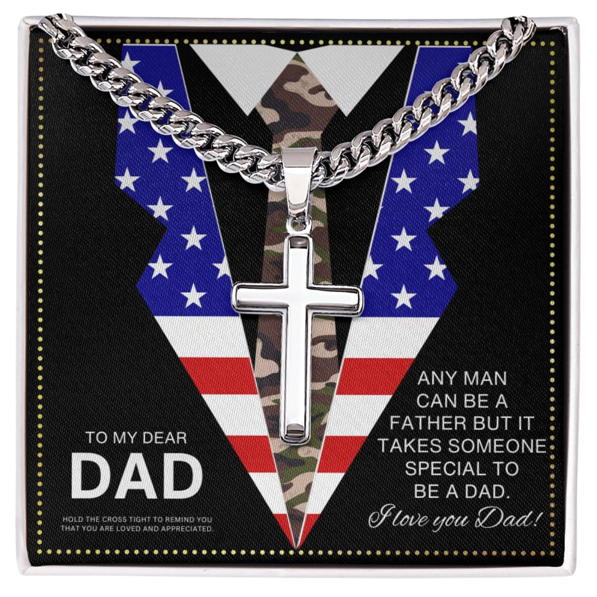 JGF Jewelry Gifts for Family Cross Necklace American Flag Army National Guard for Dad