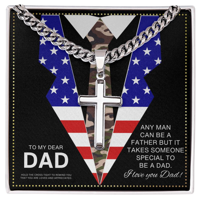 JGF Jewelry Gifts for Family Cross Necklace American Flag Army National Guard for Dad