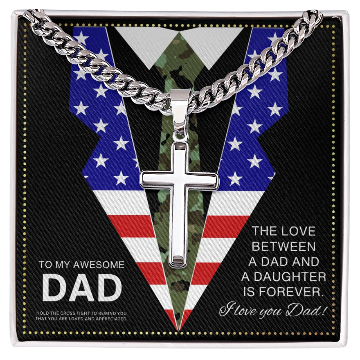 JGF Jewelry Gifts for Family Army Necklace For Men Army Cross Necklace for Dad