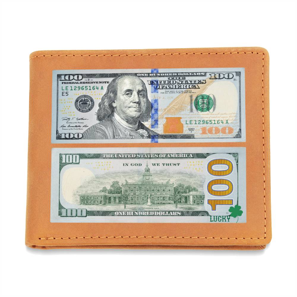 JGF Lucky Wallet For Men 100 Dollar Bill