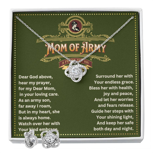 JGF Jewelry Gifts for Family Proud Army Mom Necklace For Women Cubic Zirconia Necklace And Earring Set