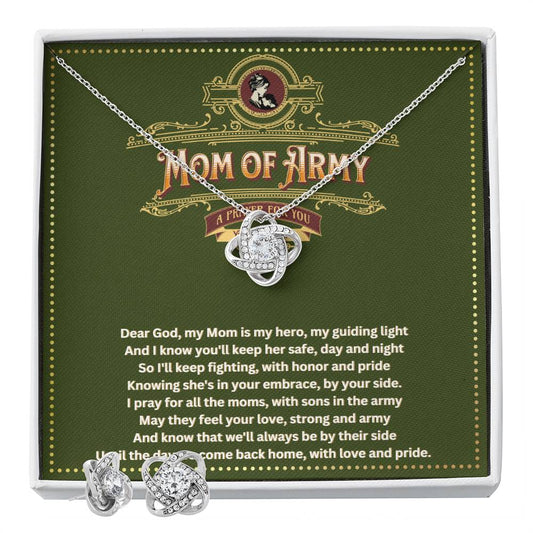 JGF Jewelry Gifts for Family Army National Guard Mom Necklace Cubic Zirconia Earrings And Necklace Jewelry Set