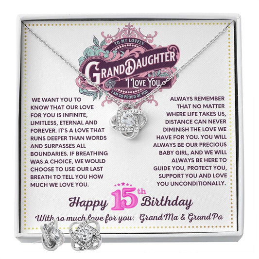 JGF Jewelry Gifts for Family Granddaughter Necklace From Grandpa And Grandma Happy 15th Birthday Card Gift 15 Year Old Teen Girl