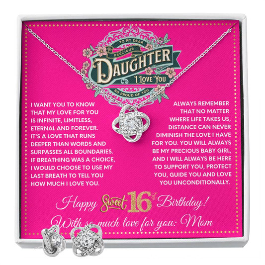 JGF Jewelry Gifts for Family To My Daughter Necklace Happy Sweet 16th Birthday Card For Girls From Mom