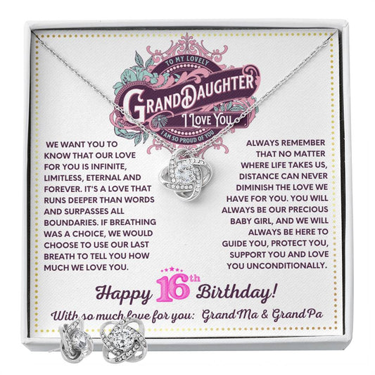 JGF Jewelry Gifts for Family Granddaughter Necklace From Grandpa And Grandma Happy 16th Birthday Card Gift 16 Year Old Teen Girl