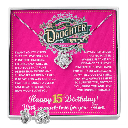 JGF Jewelry Gifts for Family To My Daughter Necklace 15th Birthday Card Gifts For Girls From Mom