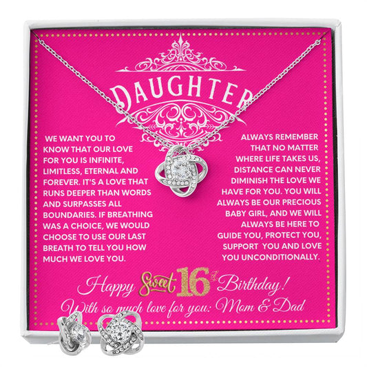 JGF Jewelry Gifts for Family 16 Year Old Happy 16th Birthday Card To My Daughter Necklace From Mom And Dad