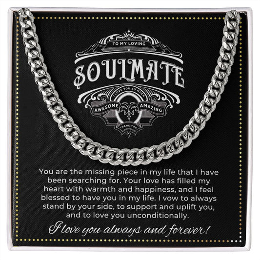 JGF Jewelry Gifts for Family | Cuban Link Chain For Men Sterling Silver | To My Soulmate Anniversary Message Card