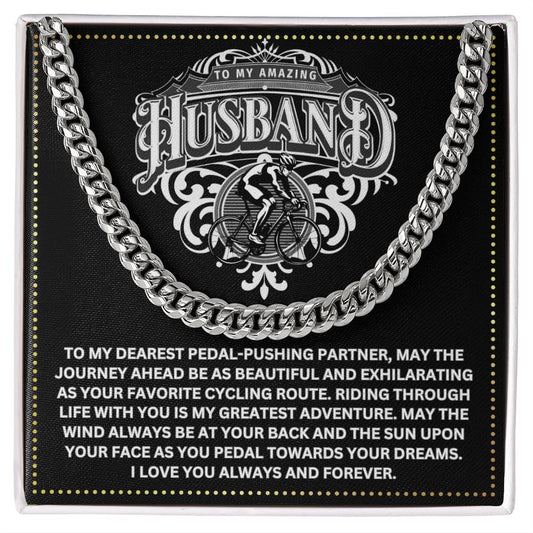 JGF Jewelry Gifts for Family Cuban Link Necklace For Men Bicycle Husband Gifts 50th Birthday