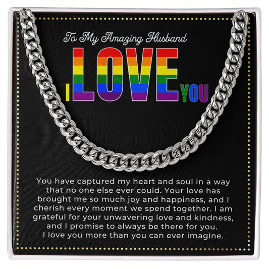 JGF Jewelry Gifts for Family | LGBT Stainless Steel Necklace Gift For Men Cuban Link Chain Lesbian Anniversary Necklace Gifts