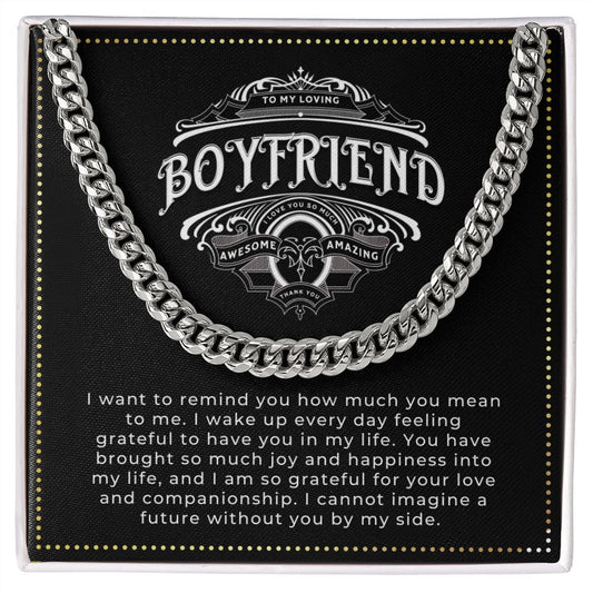 JGF Jewelry Gifts for Family One 1 Year Anniversary Card Gifts For Boyfriend Cuban Chain Necklace