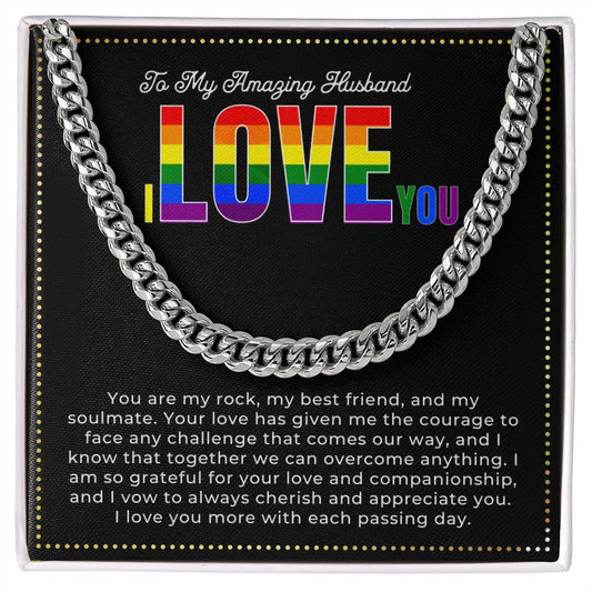 JGF Jewelry Gifts for Family | Birthday Cuban Chain Necklace Gifts For LGBT Husband Message Card