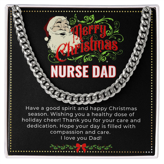 JGF Jewelry Gifts for Family | Relax My Dad Is A Nurse | Sterling Silver Necklace Pendant Charm Christmas Gifts For Men