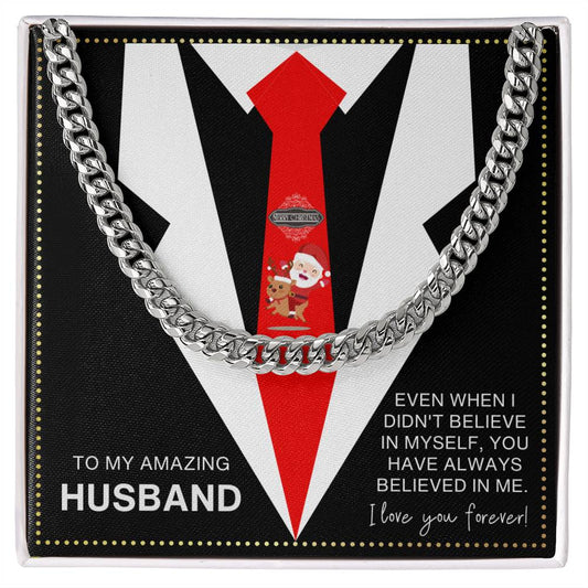 JGF Jewelry Gifts for Family Amazing Husband Christmas Card Cuban Chain Necklace