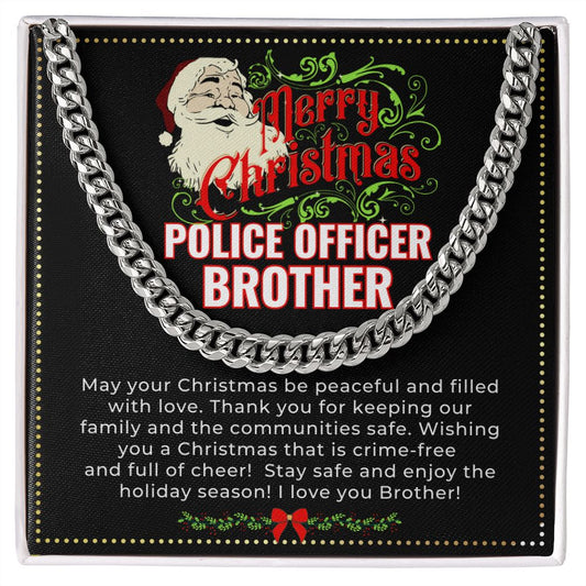 JGF Jewelry Gifts for Family | My Big Brother Is A Police Officer Necklace Christmas Gifts For Men