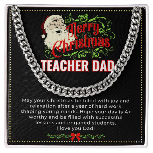 JGF Jewelry Gifts for Family | My Daddy Is A Teacher | Sterling Silver Necklace Charm Christmas Gifts For Dad