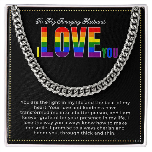 JGF Jewelry Gifts for Family | LGBTQ Wedding Anniversary Party Cuban Chain Necklace Gifts For Husband