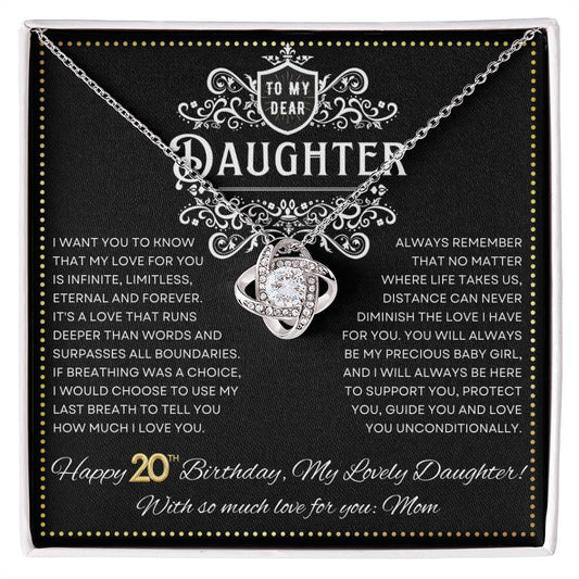 JGF Jewelry Gifts for Family Daughter 20th Birthday From Mom Love Knot Necklace