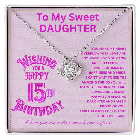 JGF Jewelry Gifts for Family Happy Sweet 15th Birthday To My Daughter Necklace