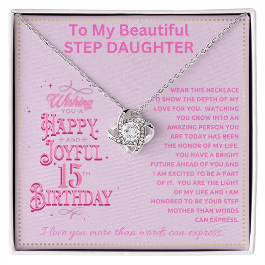 JGF Jewelry Gifts for Family Happy 15th Birthday Card For Step Daughter From Mom and Dad