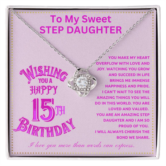 JGF Jewelry Gifts for Family 15th Birthday Card for Step Daughter