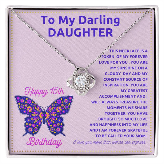 JGF Jewelry Gifts for Family Happy 15th Birthday Card To My Daughter Necklace