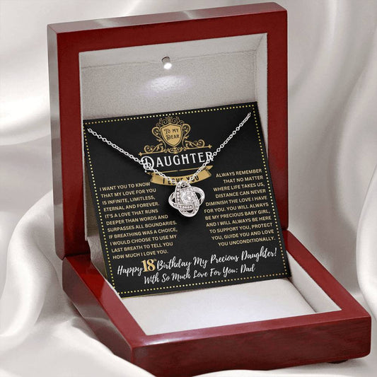 JGF Jewelry Gifts for Family 18th Birthday Card For Daughter From Dad Love Knot Necklace