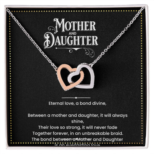 JGF Jewelry Gifts for Family | Two Hearts Pendant Necklace with Cubic Zirconia Crystals for Mother and Daughter