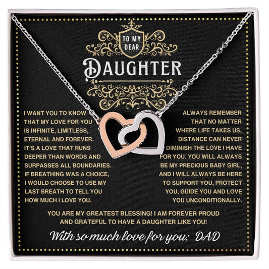 JGF Jewelry Gifts for Family Interlocking Heart Necklace For Daughter From Dad