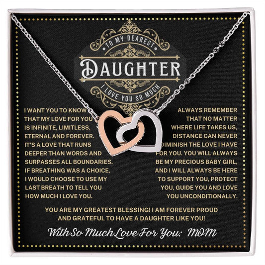 JGF Jewelry Gifts for Family Interlocking Heart Necklace To Our Daughter Gifts From Mom And Dad