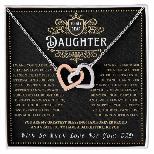 JGF Jewelry Gifts for Family Interlocking Hearts Necklace For Daughter From Dad