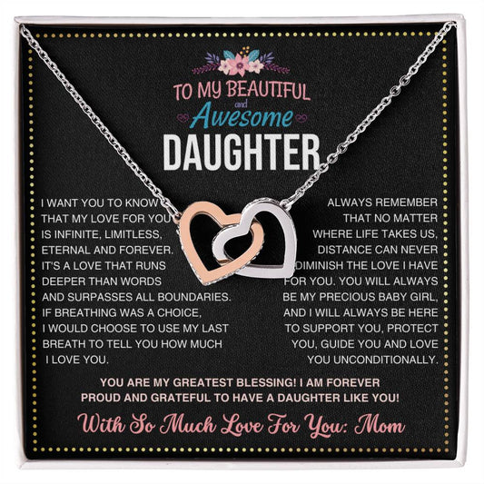 JGF Jewelry Gifts for Family Daughter Necklace From Mom Double Heart Necklaces For Women