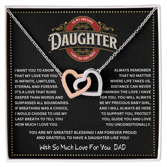 JGF Jewelry Gifts for Family Interlocking Hearts To My Daughter Necklace From Dad