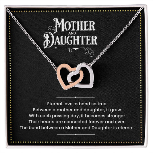 JGF Jewelry Gifts for Family - Intertwined Double 2 Hearts Rose Gold Pendant Necklace for Mother and Daughter