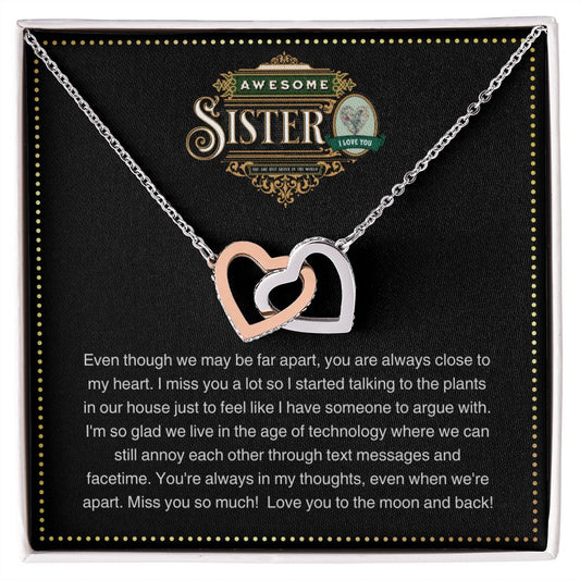 JGF Jewelry Gifts for Family | Send A Happy Birthday Gifts To Adult Sister | Sterling Silver Interlocking Hearts Charm Necklace for Women