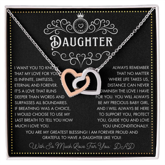 JGF Jewelry Gifts for Family To My Daughter Necklace From Dad Double Heart