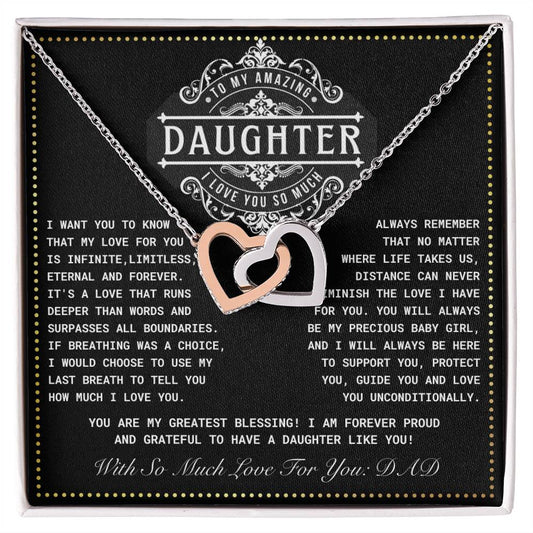 JGF Jewelry Gifts for Family Interlocking Hearts Necklace 18th Birthday Card Daughter From Dad