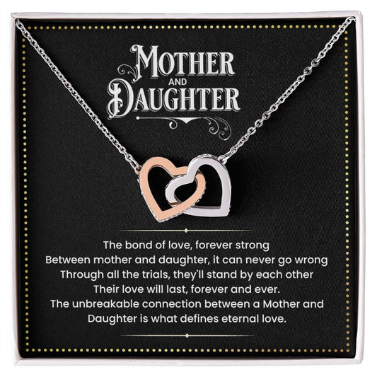 JGF Jewelry Gifts for Family | 2 Interlocking Hearts Pendant Necklace Gifts for Mother and Daughter