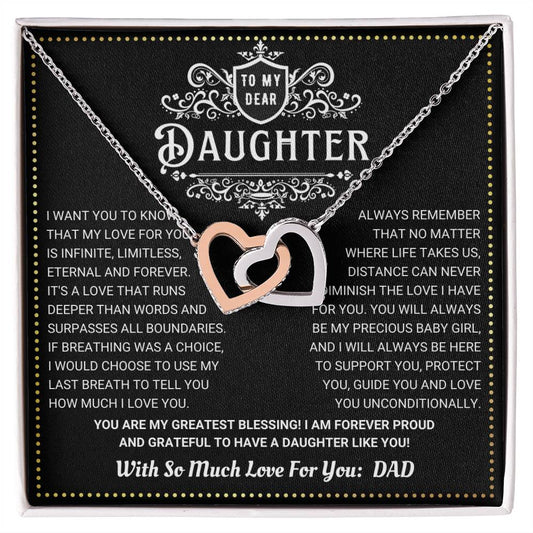 JGF Jewelry Gifts for Family 2 Hearts Connected Necklace 18th Birthday Card Daughter From Dad