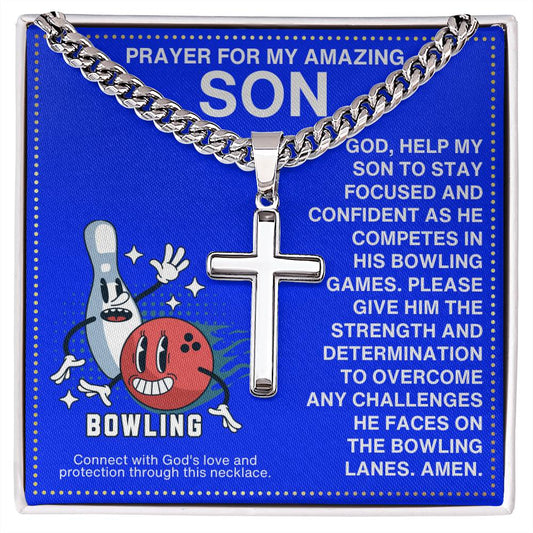 JGF Jewelry Gifts for Family Boys Bowling Cross Necklace